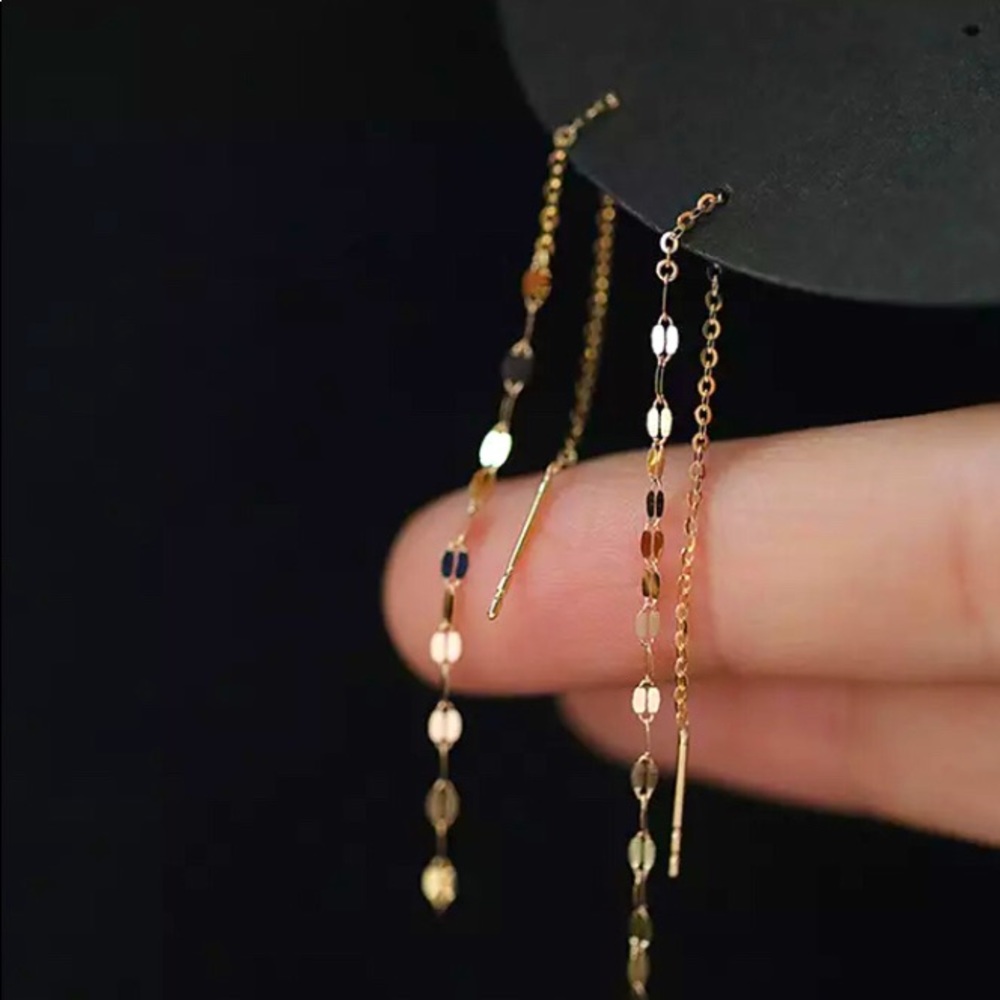 S925 Word Chain Tassel Stud Earrings Women